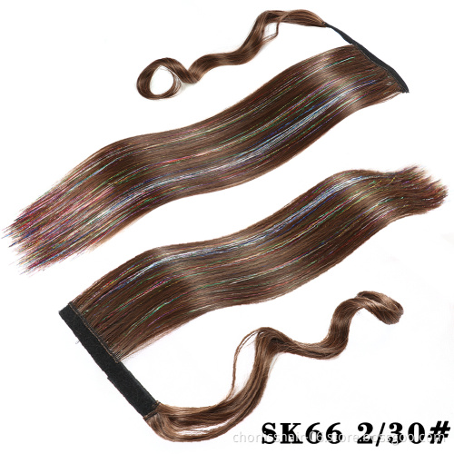 Wholesale Good Quality Colorful Long Straight Wrap Around Clip In Ponytail High Temperature Synthetic Ponytails Hair Extensions